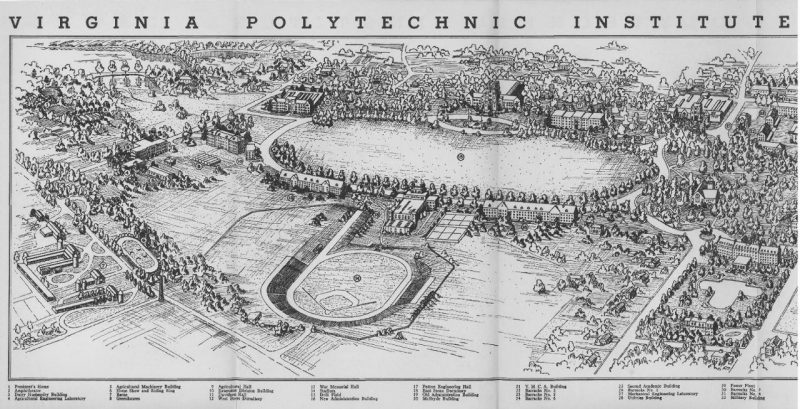 Map of Virginia Tech campus from 1937 catalog